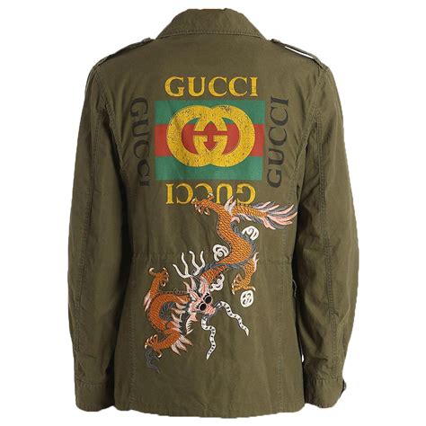 gucci dragon washed cotton field jacket|Jackets & Coats .